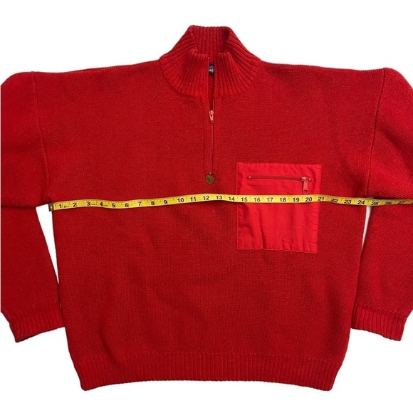 Patagonia Vintage Red Men’s Knit Wool Sweater Quarter Zip Size S Pocket Pullover - Picture 5 of 8